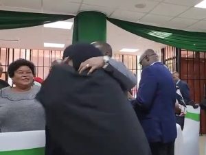 A screengrab of Nairobi County Assembly Speaker Kennedy Ng'ondi holding a Muslim woman during his office birthday celebration in November 2022.